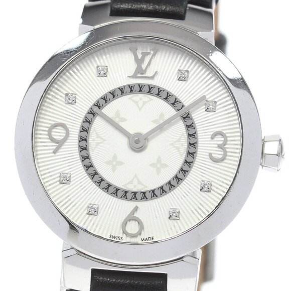 LOUIS VUITTON Tambour slim 8P diamond Silver Dial Quartz Ladies - Picture 1 of 6